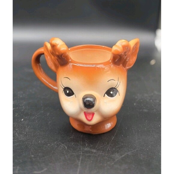 Pottery Barn Retro Figural Reindeer Mug With Antlers 12 oz Christmas Holiday - Picture 15 of 15